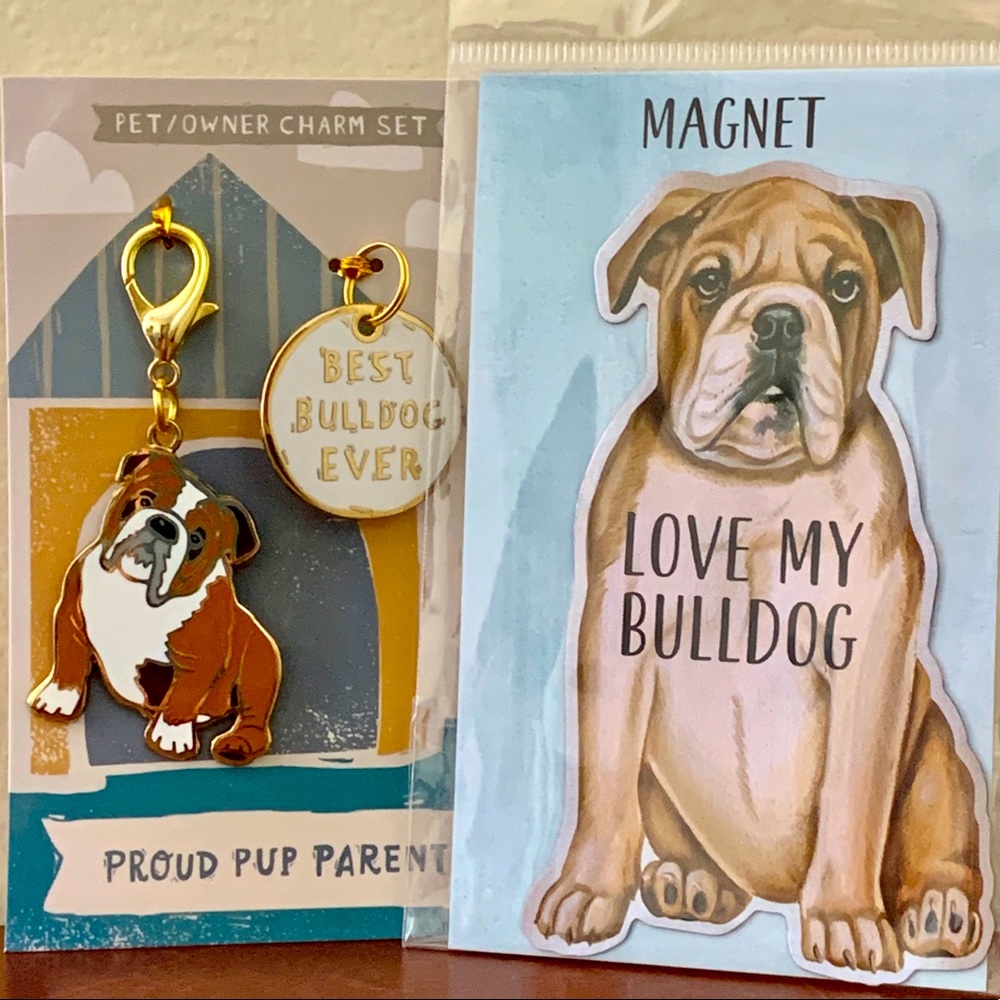 Cute Bulldog - Bag Tags - Charms - Magnet Bundle - Picture 1 of 3